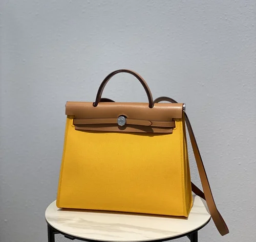 Hermes Original Herbag Zip Authentic Canvas Leather