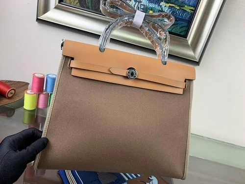 Hermes Original Herbag Zip Authentic Canvas Leather
