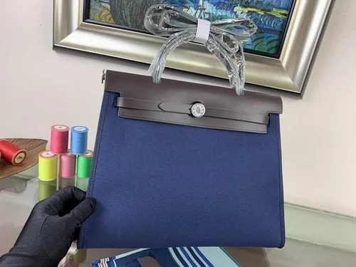 Hermes Original Herbag Zip Authentic Canvas Leather