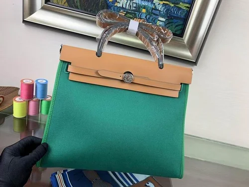 Hermes Original Herbag Zip Authentic Canvas Leather