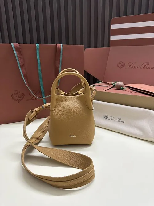 Loro Piana Original Bucket Bag Authentic Linen Leather