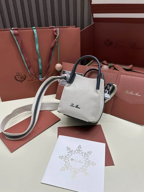 Loro Piana Original Bucket Bag Authentic Linen Leather