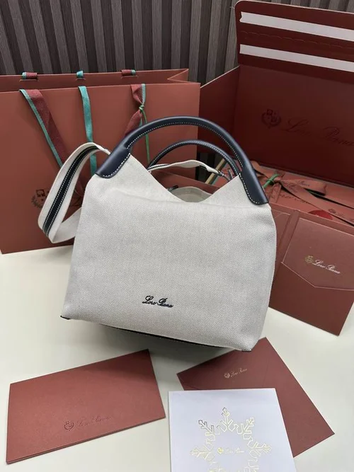 Loro Piana Original Bucket Bag Authentic Linen Leather