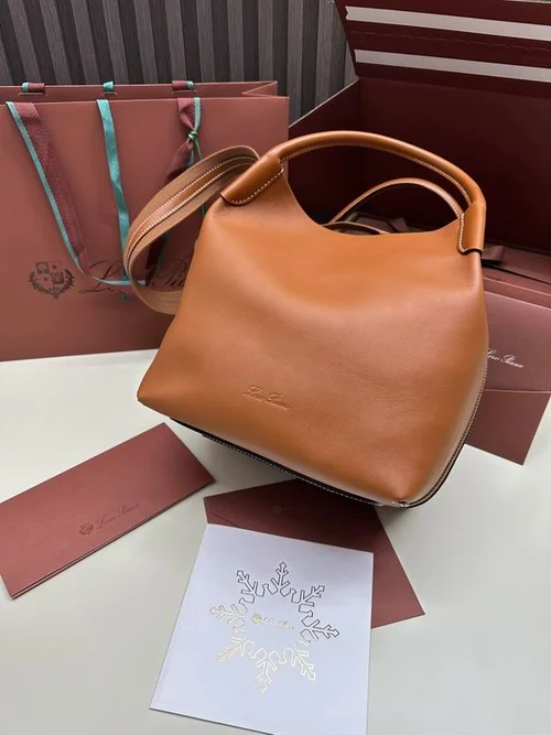 Loro Piana Original Bucket Bag Authentic Linen Leather