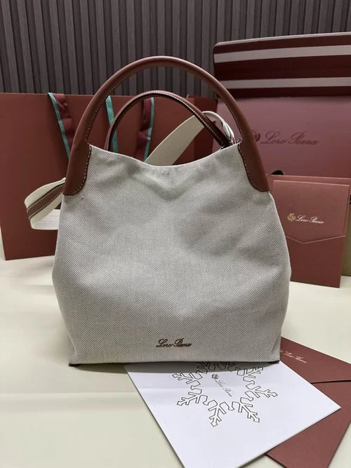 Loro Piana Original Bucket Bag Authentic Linen Leather