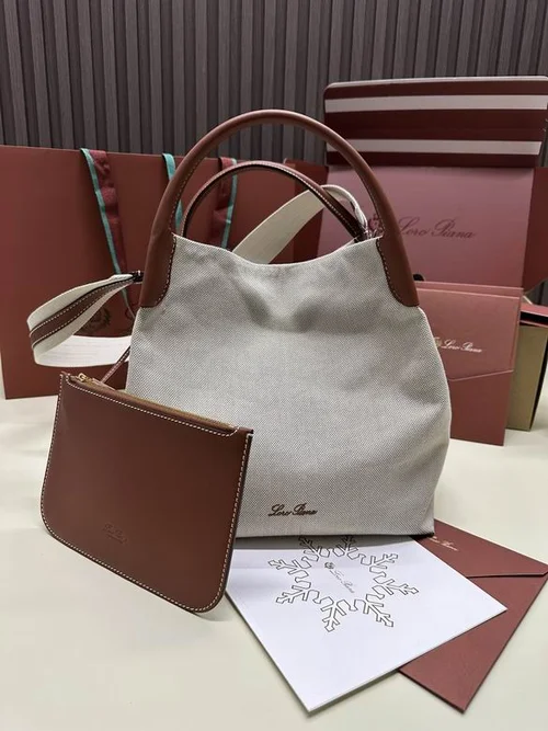 Loro Piana Original Bucket Bag Authentic Linen Leather