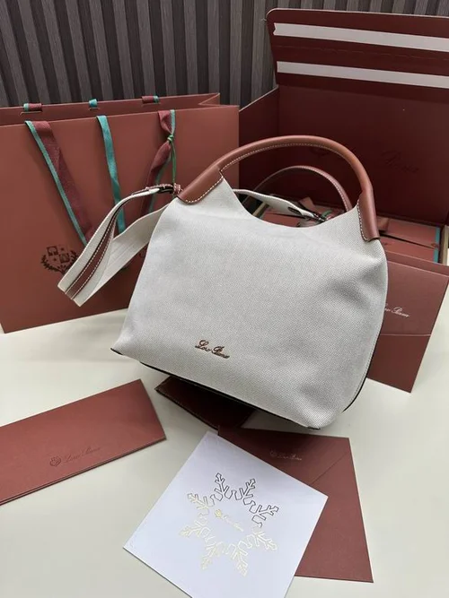 Loro Piana Original Bucket Bag Authentic Linen Leather