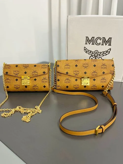 11 MCM Women's Shoulder Bags Luxury Visetos Coated Canvas