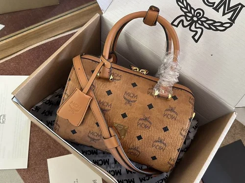 MCM Original Boston Pillow Bag Authentic Visetos Luxury