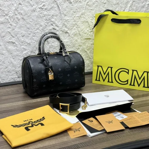 MCM Original Boston Pillow Bag Authentic Visetos Luxury