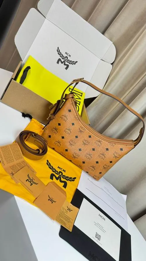 MCM Original Croissants Bag Authentic Visetos Canvas