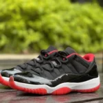 Air Jordan 11 Low Bred Black Red Basketball Shoes 528895-528896-012