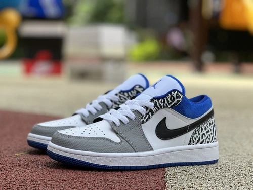 Air Jordan 1 Low True Blue Crackle Low-Top Basketball Sneaker DM1199-140