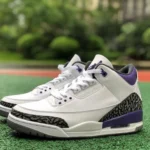 Air Jordan 3 Dark Iris White Purple Cracked Leather Pure Version