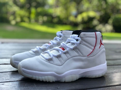Air Jordan 11 Platinum Tint White Red Basketball Shoes 378038-378037-016
