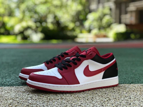 Air Jordan 1 Low Red White Black Retro Basketball Sneaker 553558-163
