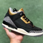 Air Jordan 3 WMNS Black Gold Cracked Leather Pure Version CK9246-067