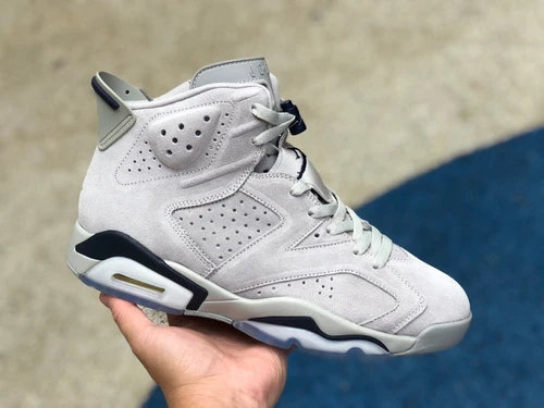 Air Jordan 6 Georgetown Grey Blue Suede High Basketball Shoes CT8529-012