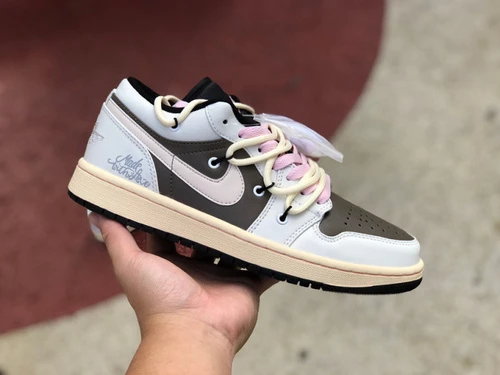 Air Jordan 1 Low White Brown Pink Sneakers 553558-062