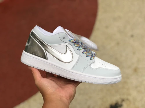Air Jordan 1 Low Grey Silver Tear-Away Low-Top Sneaker DX6070-101