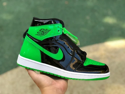 Air Jordan 1 Pine Green Patent Leather High-Top Sneaker 575441 555088-030