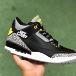 Air Jordan 3 Oregon Ducks Black Cracked Leather Cut Piece Version