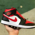 Air Jordan 1 Mid Bred Toe Black Red Sneakers 554724-079