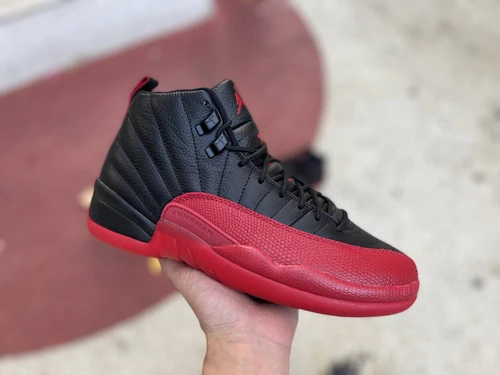 Air Jordan 12 Flu Game Black Red Sneakers 130690-002