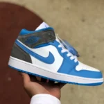 Air Jordan 1 Mid University Blue White Blue Grey Sneakers DX9276-100