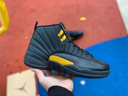 Air Jordan 12 Retro Black Taxi Black Gold Sneakers CT8013-071