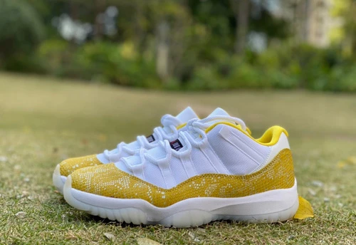 Air Jordan 11 Low WMNS Yellow Snakeskin Yellow Basketball Shoes AH7860-107