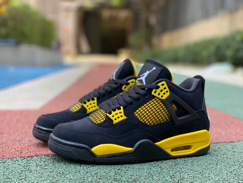 Air Jordan 4 Retro Thunder Black Yellow Leather DH6927-017