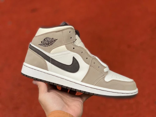 Air Jordan 1 Mid Mocha Beige Grey Sneakers 554766-003
