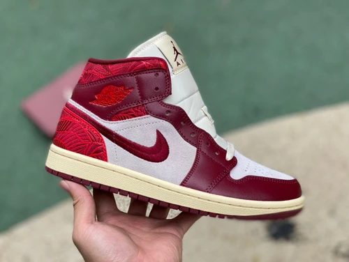 Air Jordan 1 WMNS Tiki Leaf White Red Sneakers DZ2820-600