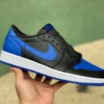 Air Jordan 1 Low Black Blue Premium Edition Low-Top Sneaker 705329-004