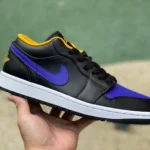 Air Jordan 1 Low Black Purple Yellow Retro Low-Top Sneaker 553558-075