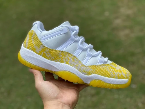 Air Jordan 11 Low WMNS Yellow Snakeskin White Yellow Basketball Shoes AH7860-107