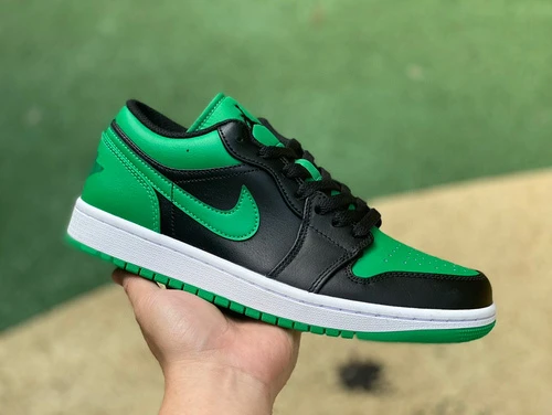 Air Jordan 1 Low Black Green Retro Low-Top Basketball Sneaker 553558-065