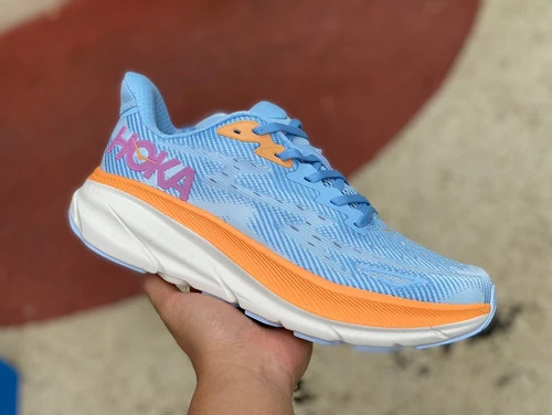 HOKA ONE ONE Clifton 9 Running Shoes Blue Orange 1127895-ABIW