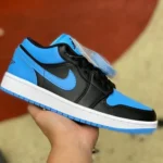 Air Jordan 1 Low Black Blue Low-Top Basketball Sneaker 553560-041