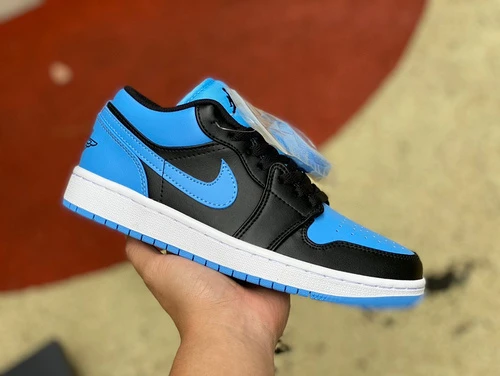 Air Jordan 1 Low Black Blue Low-Top Basketball Sneaker 553560-041