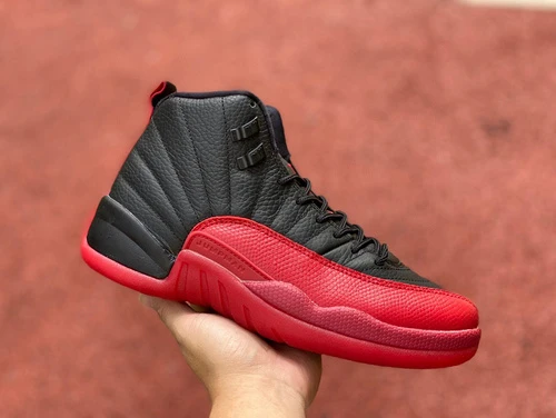 Air Jordan 12 Flu Game Black Red Sneakers 130690-002