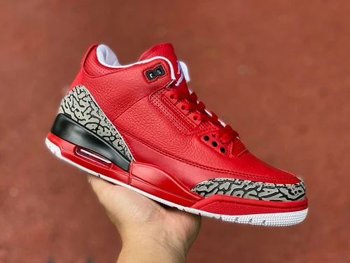 Air Jordan 3 Retro Grateful Red Cracked Leather