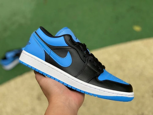 Air Jordan 1 Low Black Blue Retro Low-Top Sneaker 553558-041