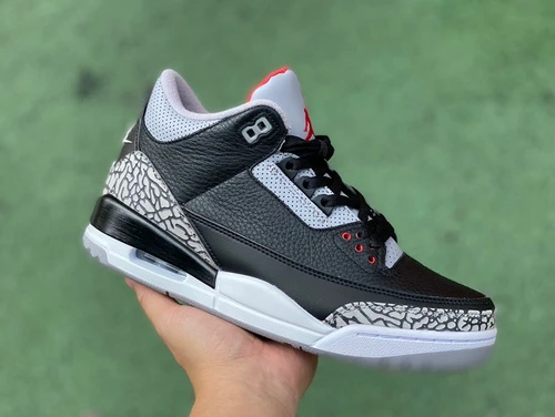 Air Jordan 3 Black Cement Cracked Leather Cut Piece Version 854262-001