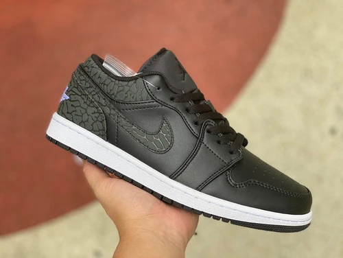 Air Jordan 1 Low Black Crackle Low-Top Basketball Sneaker FB9907-001