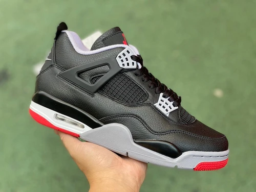 Air Jordan 4 Retro Bred Reimagined Black Red Leather FV5029-006