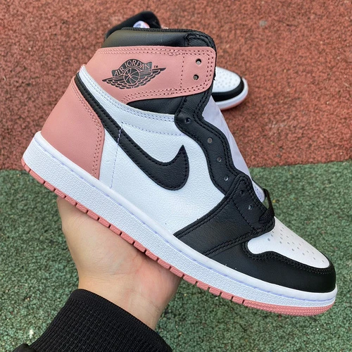 Air Jordan 1 Retro High Rust Pink White Black Pink Sneakers 861428-101