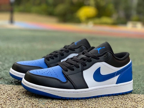 Air Jordan 1 Low Black Blue White Retro Low-Top Basketball Sneaker 553558-140