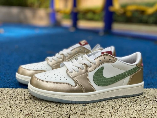 Air Jordan 1 Low CNY White Green Sneakers FQ6593-100